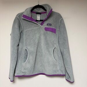 Patagonia Women's‎ Fleece Pullover Snap T Thermal Pro Gray Purple Size M